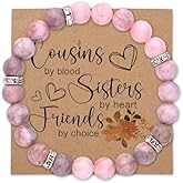 Cousin Birthday Christmas Gifts for Women Natural Stone Bracelet for Cousins Friendship Gifts for Women Pink Beaded Bracelets from Cousins Bracelets Gift for Woman Long Distance Relationship Gifts