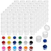 100 Strips 600 Pots Empty Paint Pots with Lids Mini Clear Paint Storage Container 3ml/ 0.1oz Small Paints Cups Plastic Paints Strips Storage for Classrooms School Arts Crafts Painting Supplies