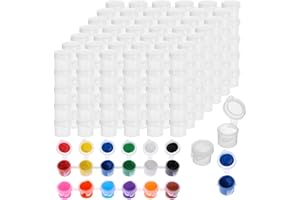 DIVINA VITAE 100 Strips 600 Pots Empty Paint Pots with Lids Mini Clear Paint Storage Container 3ml/ 0.1oz Small Paints Cups Plastic Paints Strips Storage for Classrooms School Arts Crafts Painting Supplies