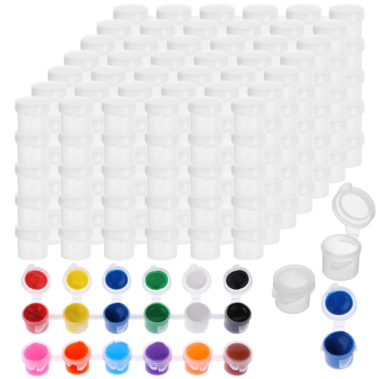 Photo 1 of 100 Strips 600 Pots Empty Paint Pots with Lids Mini Clear Paint Storage Container 3ml/ 0.1oz Small Paints Cups Plastic Paints Strips Storage for Classrooms School Arts Crafts Painting Supplies