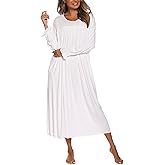 AVIIER Long Sleeve Nightgowns for Women Soft Cotton Victorian Night Gowns Ladies Sleepwear with Pockets
