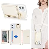 SunYoo for iPhone 12 Mini Case with Card Holder,for iPhone 12 Mini Wallet Case for Women with Strap Crossbody Lanyard Stand Ring,PU Leather Zipper Pocket Phone Cover-White