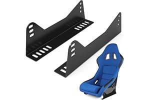 Yuleimy Universal Bucket Seat Mounting Bracket Kit (2-Pack) - Heavy Duty L-Shape Side Mount Brackets for FRP/Carbon Fiber Racing Seats, Black Powder Coated with Anti-Rust Technology