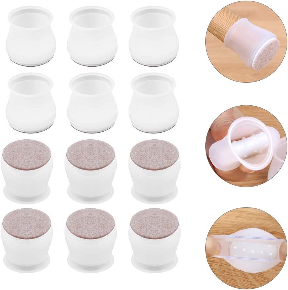 Chair Leg Protectors Silicone - 32 PCS Furniture Floor Protectors with Anti-Slip Felt Pads - Furniture Pads Silicone, Move Furniture Quietly and Protect Your Floors from Scratches (Upgrade)