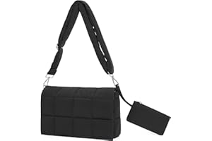 CLUCI Puffer Shoulder Bag Puffy Crossbody Purse for Women Middle Tote Bag Lightweight Cotton Padded Hobo Handbag