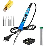 Soldering Iron Kit, 80W 110V LCD Digital Soldering Welding Iron Kit with Ceramic Heater, Portable Soldering Kit with 5pcs Tip