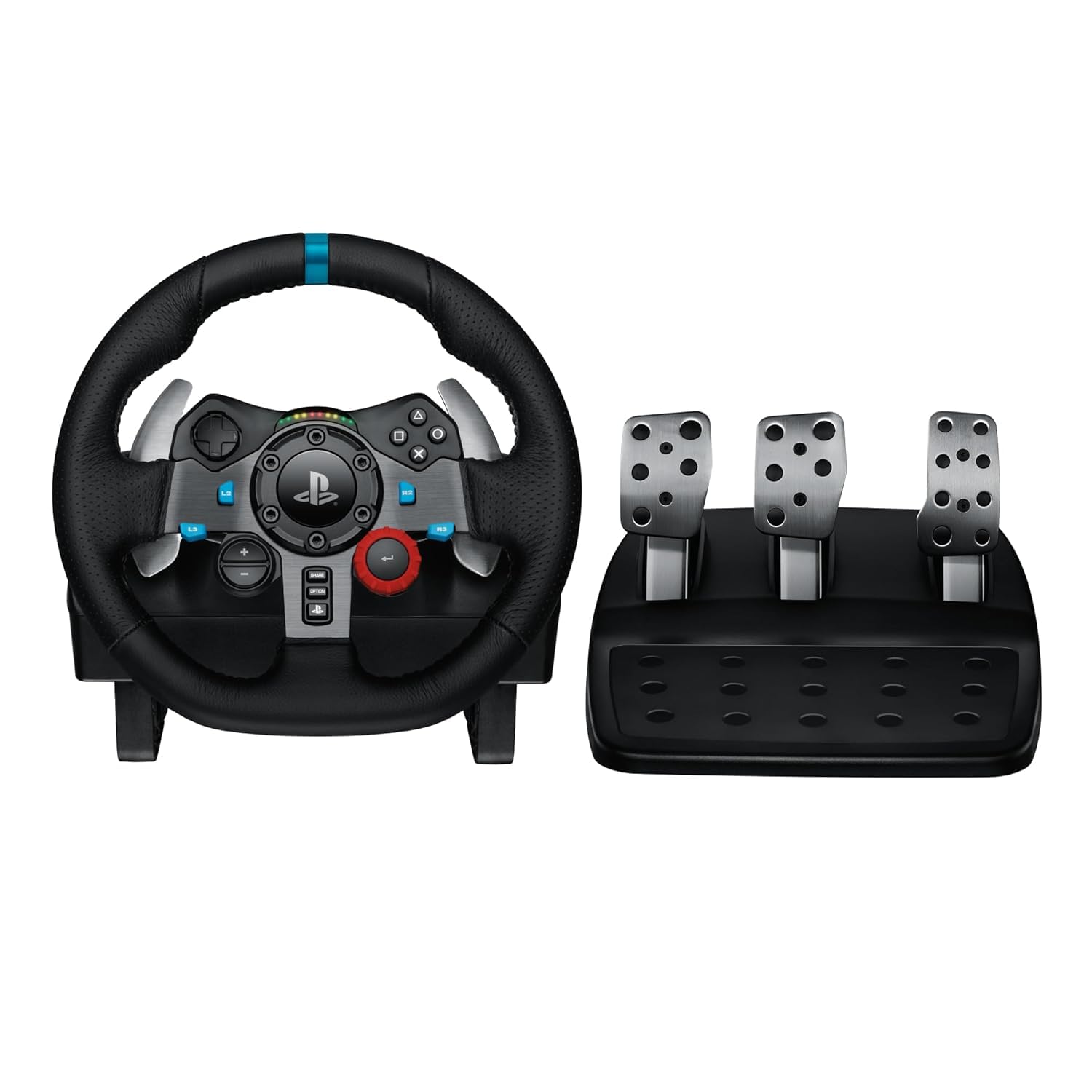 Logitech G29 Driving Force Racing Wheel and Floor Pedals, Real Force Feedback, Leather Steering Wheel Cover for PS5, PS4, PC, Mac - Black (Renewed)