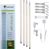 Cefrank Display Lights, 16" LED Light Bar, 4-Pack Linkable Warm White Kit | Ultra Thin Plug in Light Bar for Bookshelf Accent Lighting, Soft Glow, Low Heat Safe Touch, Under Cabinet Lamp, 3000K