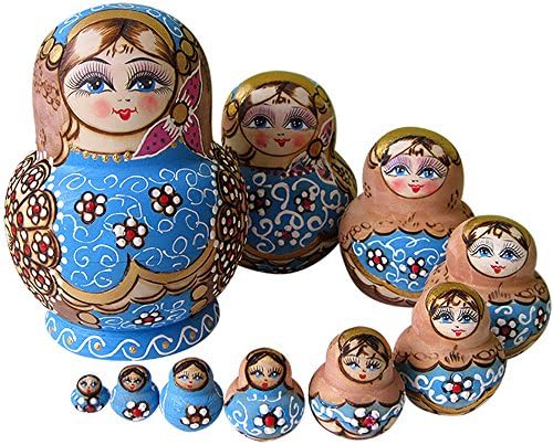 YAKELUS 10pcs Russian Nesting Dolls Matryoshka handmade1079
