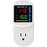 Hilictokt Adjustable Voltage &amp; Current Appliance Protector Plug 110V 16A | Dual Digital Display surge Protector, Over/Under Voltage Overload Auto Reset for Refrigerator AC RV Household Appliances