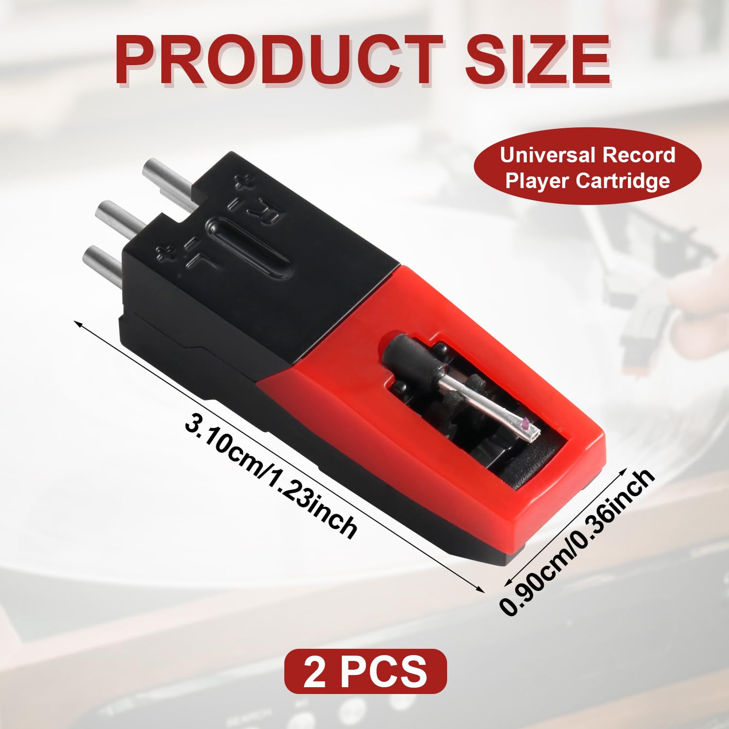 2pcs Universal Record Player Cartridge, Turntable Cartridges for Vinyl Records Diamond Stylus Needle Turntable Needle Record Player Needle for LP Phonograph, Victrola, ION, Crosley