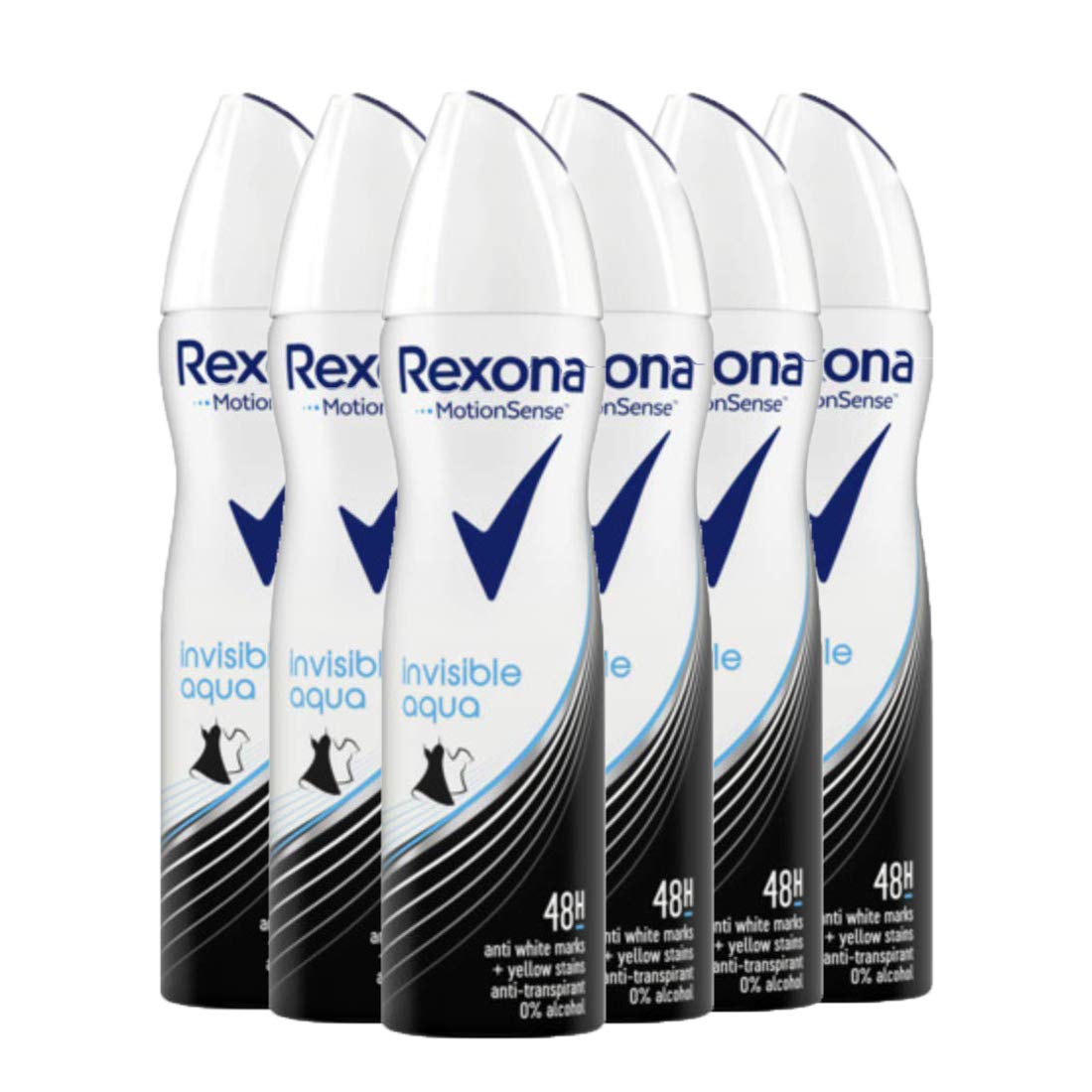 Rexona Rexona Invisible Aqua Antiperspirant Deodorant Spray 150 ml - Pack of 6