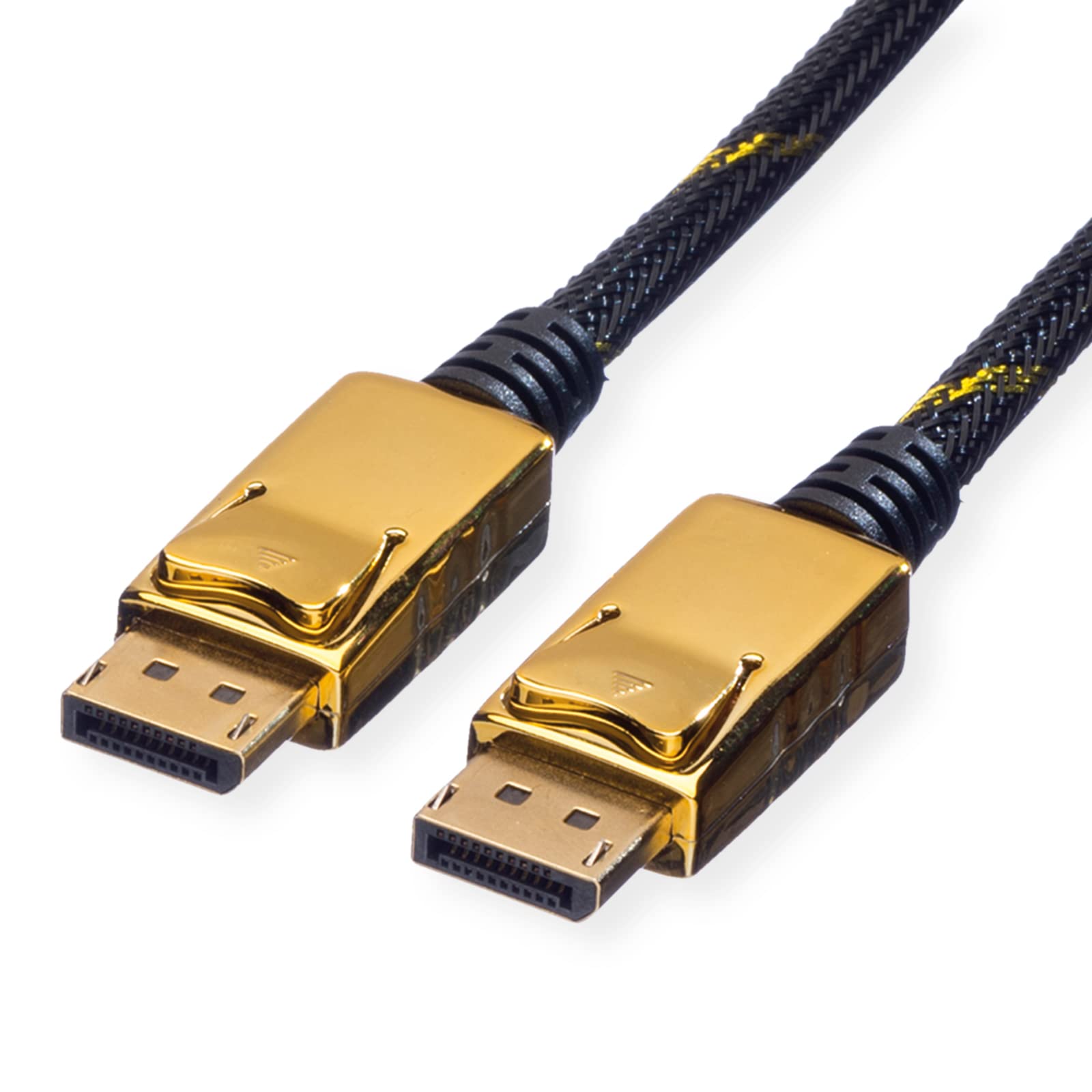 ROLINE GOLD Displayport Cables Transfer of monitor • Beamer • Graphics card Nylon sheath in black DP M / M Plug-Plug 3 m
