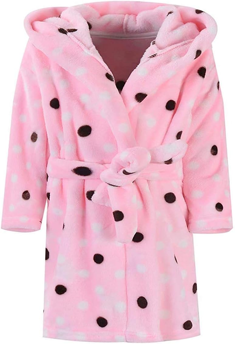 Girls Robe,Cute & Fleece Hooded Robe With Belt for Girls, 12 Months - 18 Years