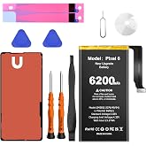 EVELLHPP 6200mAh Battery for Google Pixel 6, Higher Capacity New 0 Cycle Battery Compatible with HTC Google Pixel 6 Model GB7N6, G9S9B16 with Repair Tool Kits and Adhesive/Waterproof Adhesive