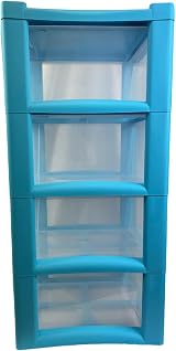 Easy Shopping 4 Drawer Large Plastic Storage Tower Blue