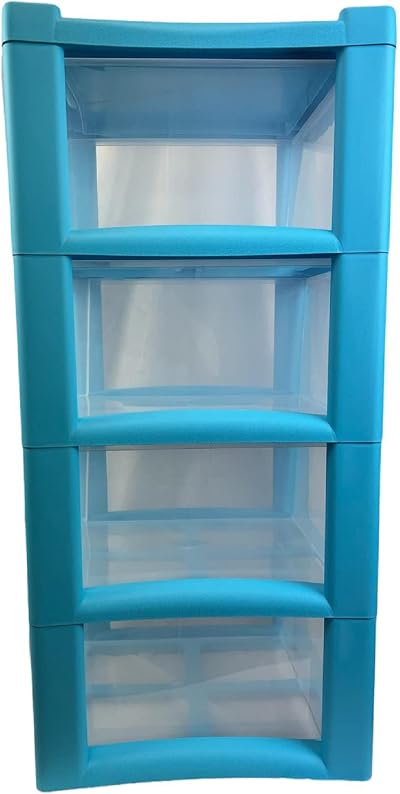 Easy Shopping 4 Drawer Large Plastic Storage Tower Blue