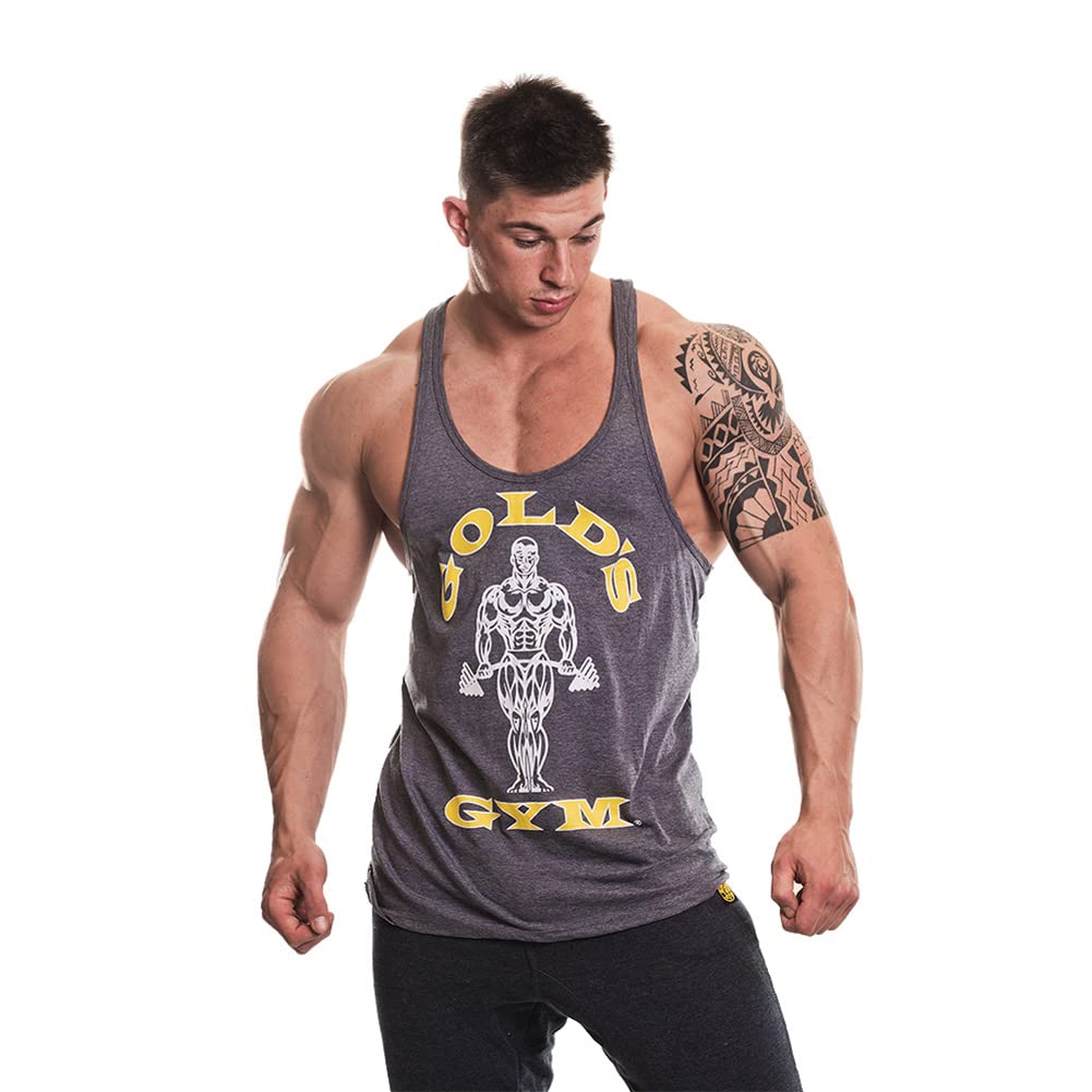 Gold's Gym GGVST003 Men's Muscle Joe Premium Stringer Vest, Grey Marl, L
