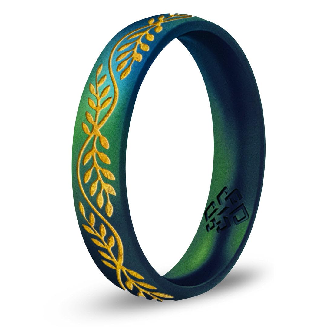 Knot Theory Laurel Silicone Ring - Green with Gold