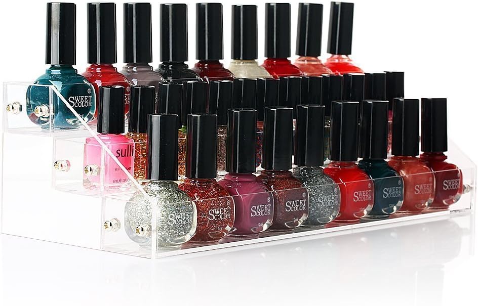 FineHome 3 Tiers Nail Polish Holder Acrylic Makeup Storage Nail Vanish Display