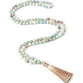 Hovaete 8mm Natural Stone 108 Mala Beads Necklace for Men and Women