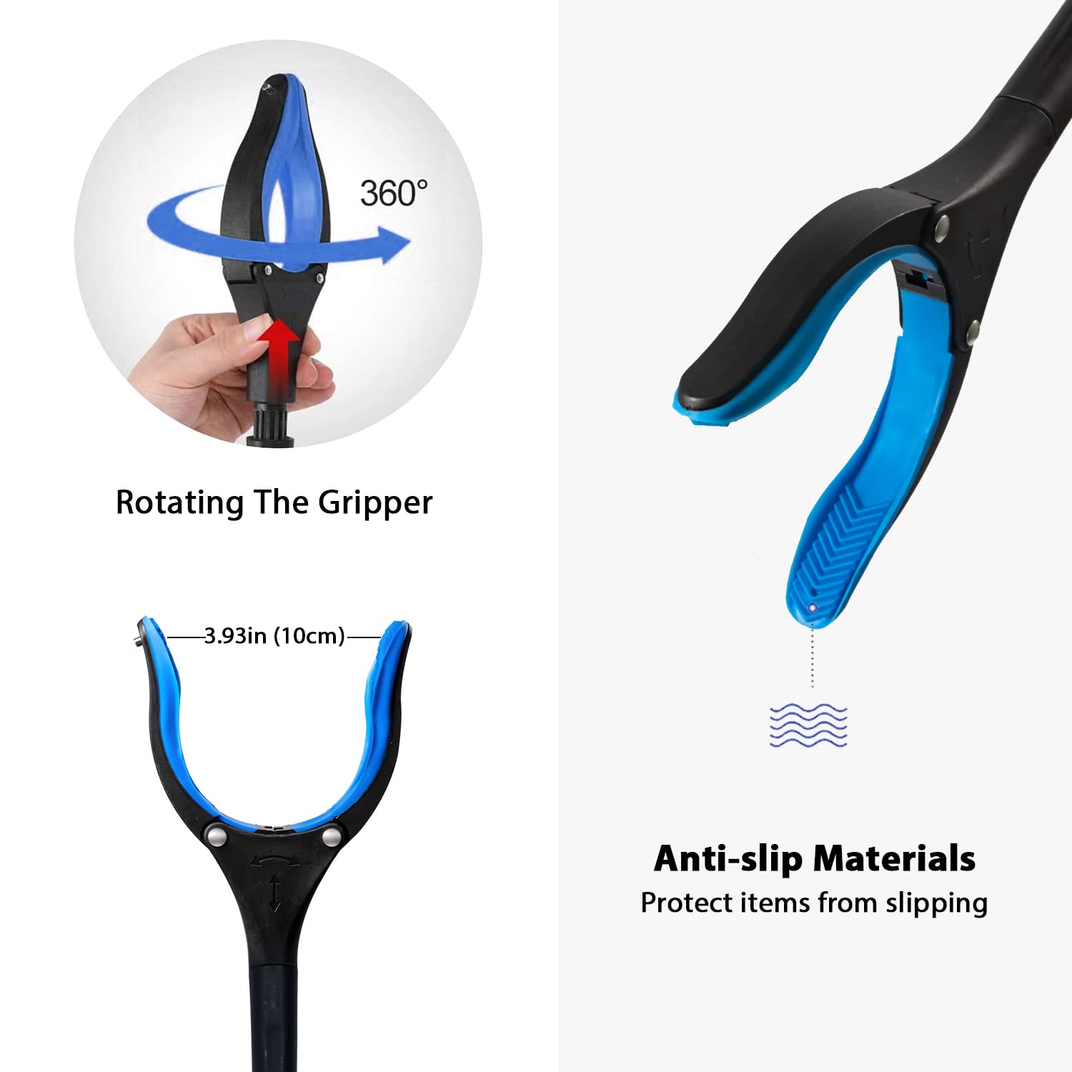 QAYSKYTY Reacher Grabber Pickup Tool 43 Inch, Extra Long Grabber Tool for Elderly + Magnets & Rotating Head, Sturdy Grabber Reacher Tool for Trash Pick Up - Mobility & Daily Living Aids