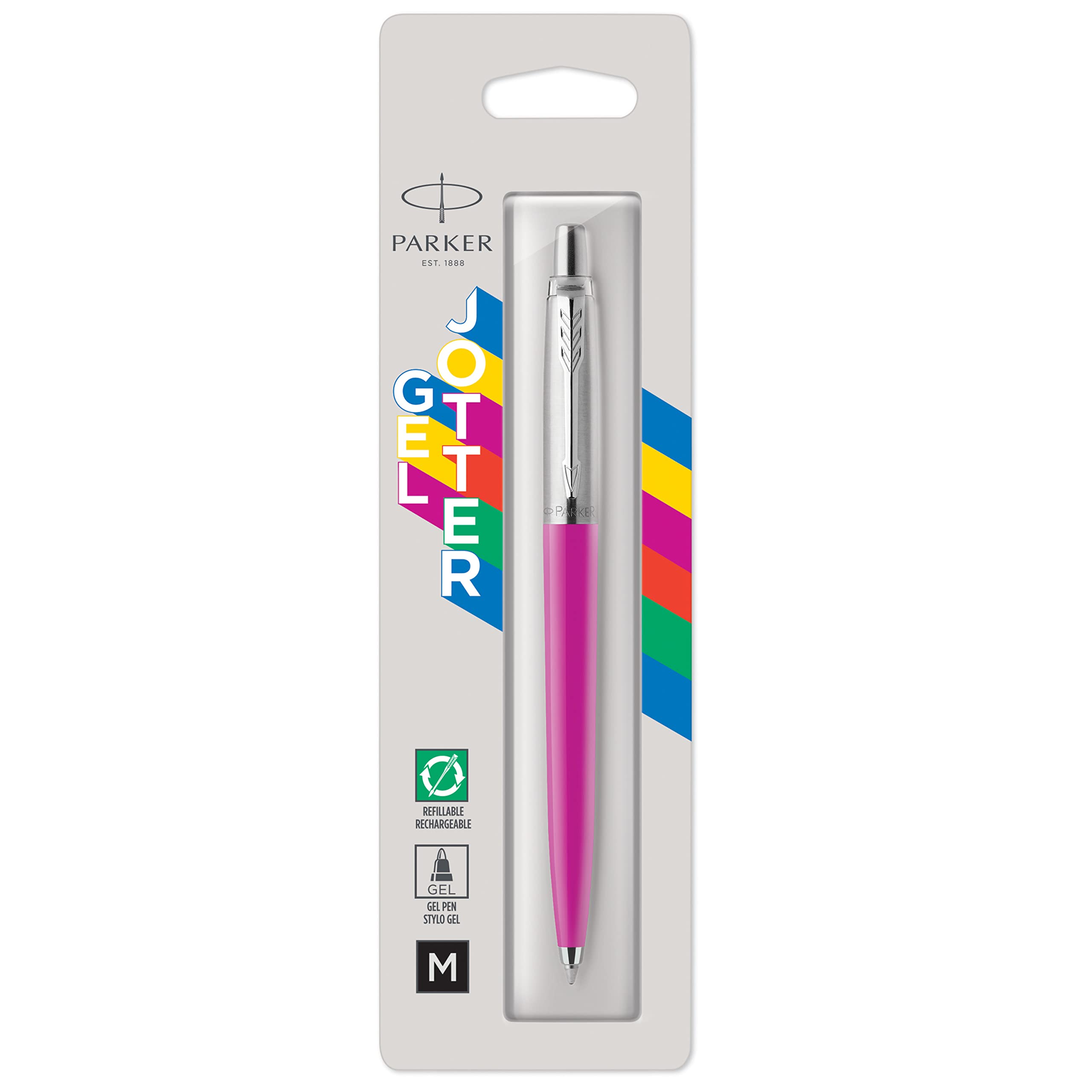 PARKER Jotter Originals Gel Pen, 90s Retro Magenta Finish, Medium Point (0.7 mm), Black Ink, 1 Count