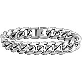 Stainless Steel Cuban Link Chain Bracelet for Men Women, 6mm/8mm/10mm/12mm/14mm Width, 7"-9"Length, Wrist Bracelets Fashion Jewelry(with Box)