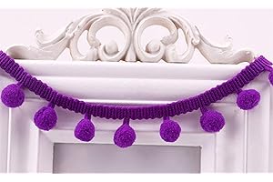 MSCFTFB 20 Yards Pom Fringe Trim,Mini Ball Tassel for Women,4/5inch Wide Soft Pompom Fringed Ribbon for Clothing Bedding Pillow Quilt Curtain Bag Sewing Accessories(Purple)
