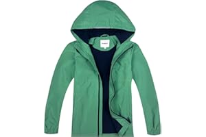 KFRRZC Boys Rain Jackets Waterproof Hooded fleece Raincoats Lightweight Windbreakers for Kids