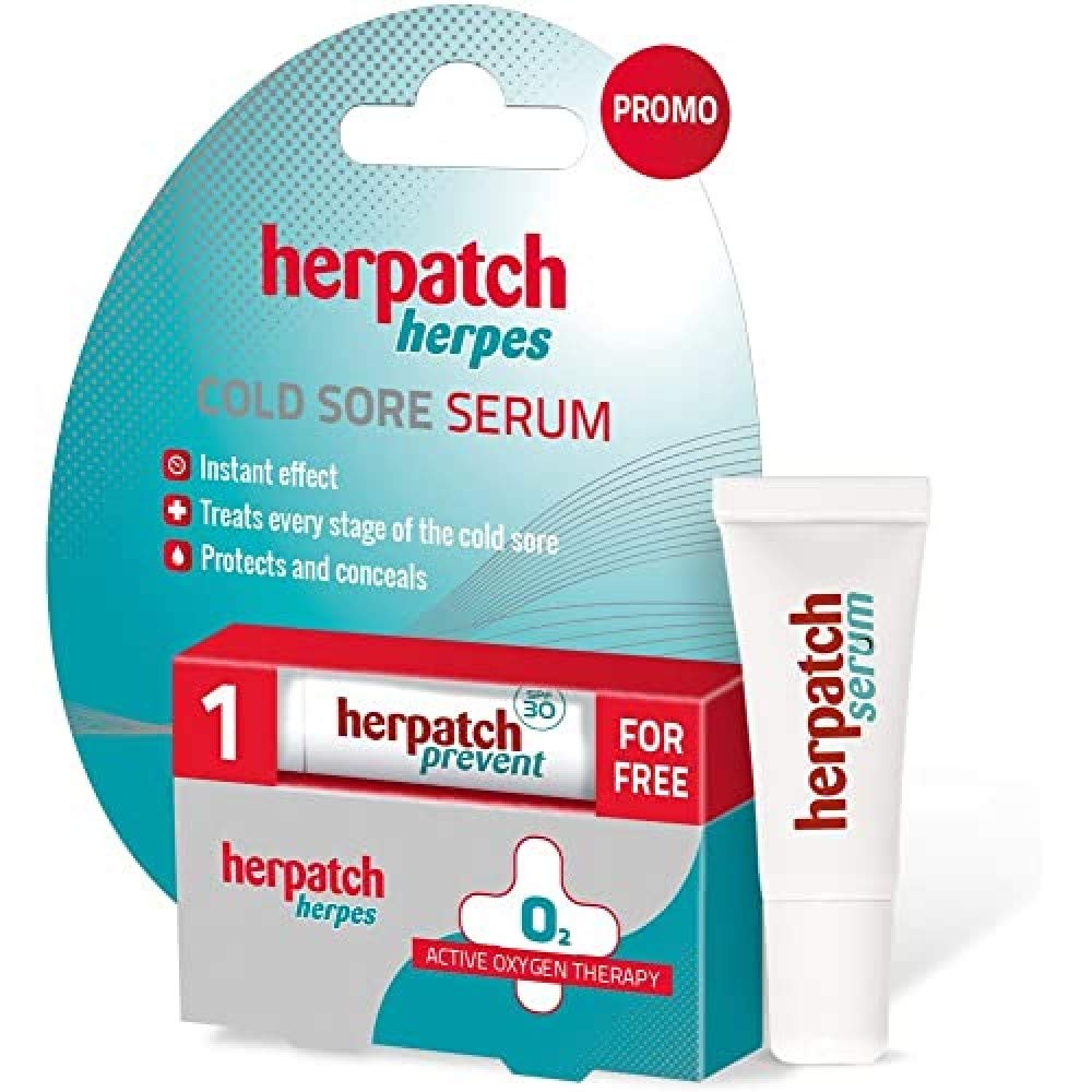 Herpatch Cold Sore Treatment Serum - Treat & Prevent Coldsores - Cold Sore Cream Alternative - Heals in 24Hrs - Relieves Pain, Reduce Swelling & Blistering - Clinically Proven, SPF 30 Lip Balm Herpes
