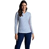 IBKUL Athleisure Wear Sun Protective UPF 50+ Icefil Cooling-Landon Stripe II Print Long Sleeve Mock Neck Top-10164