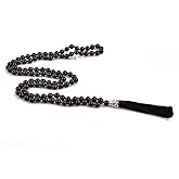 KIKILA Mala Beads 108 Natural Stone GemStones Japamala Yoga Meditation Hand Knotted Beaded Tassel Necklace for Women Men