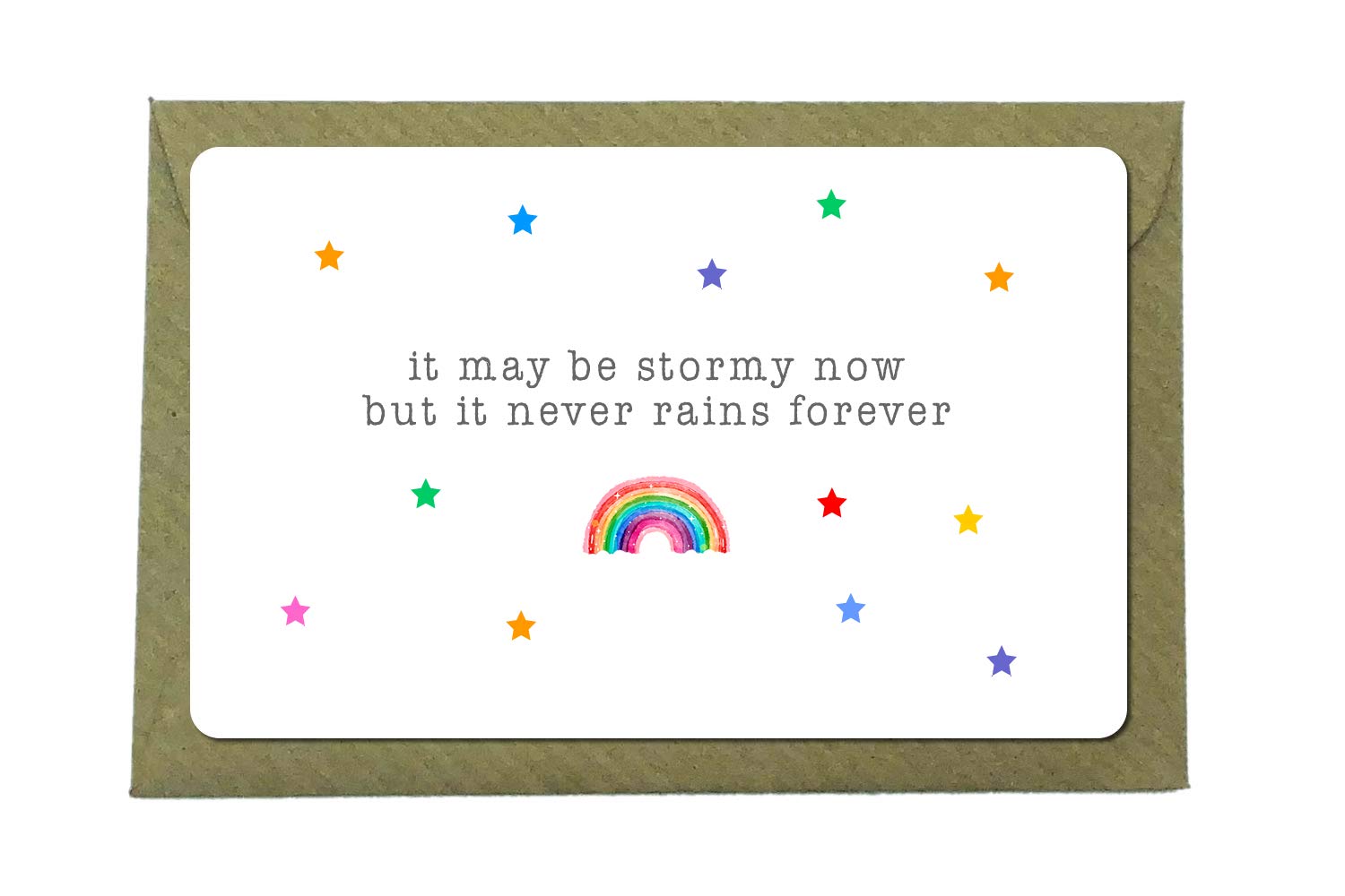 It May Be Stormy Now But It Never Rains Forever - Rainbow Metal Wallet Gift Card - Thoughtful Thinking of You Positivity