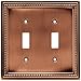 Brainerd 64243 Beaded Double Toggle Switch Wall Plate / Switch Plate / Cover, Aged Brushed Copper
