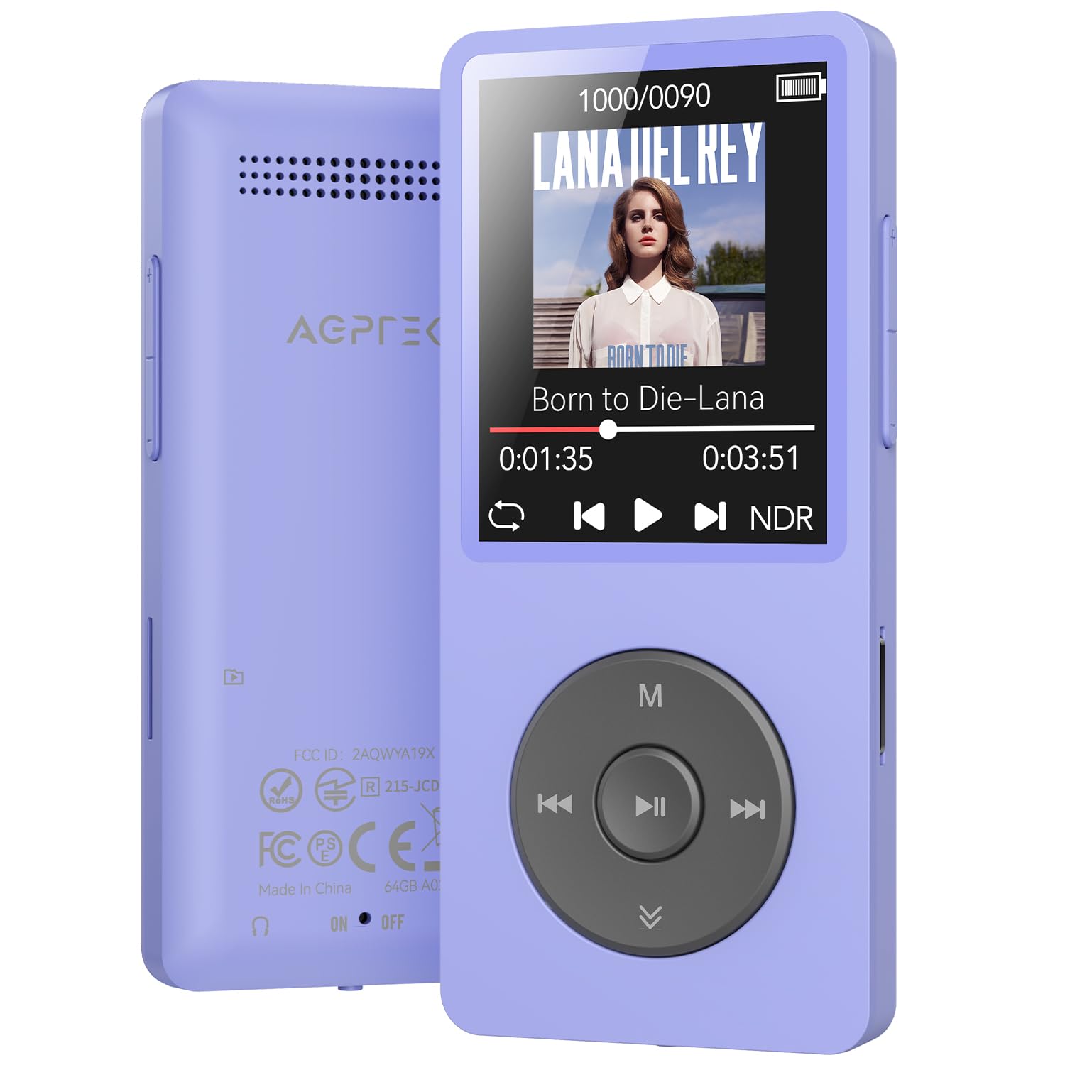 Photo 1 of AGPTEK A02 MP3 Player with Bluetooth 5.3, 1.8 inch Screen Portable Music Player with Speaker, FM Radio, Voice Recorder, Supports Expanded Up to 128GB(Purple, 64GB)