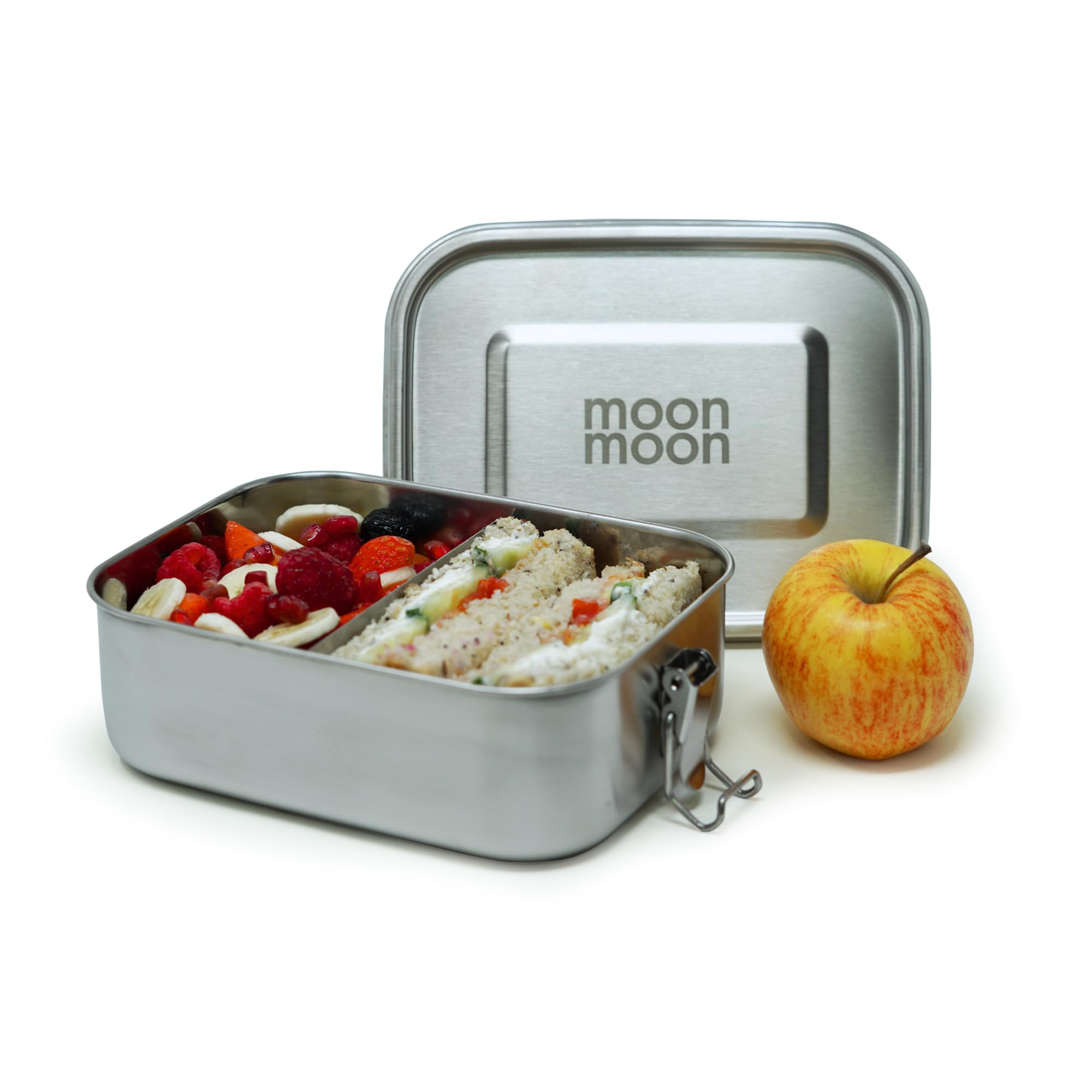 Moonmoon Stainless Steel Lunch Box (0.8L) | Metal Bento Lunch Box for Adults & Kids - BPA free