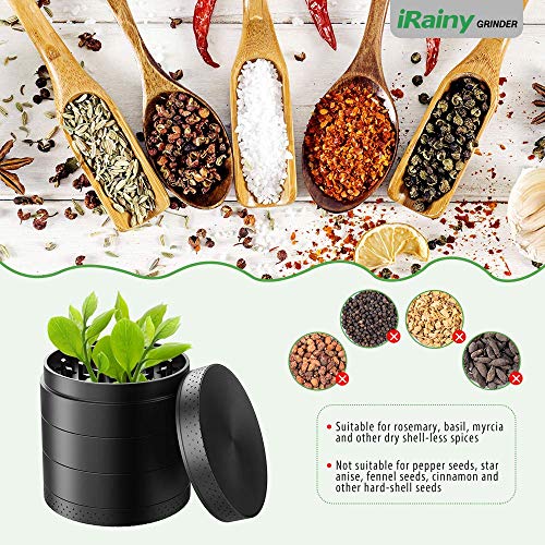 iRainy [5 Piece] Spice Herb Grinder with Pollen Catcher, 2.1 Inch