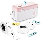 Label Maker Machine with Tape, HP4 Bluetooth Label Printer, Mini Portable Label Makers, Wireless Thermal Labeler with Multiple Templates, Easy to Use, for Home School Office Kitchen, Pink