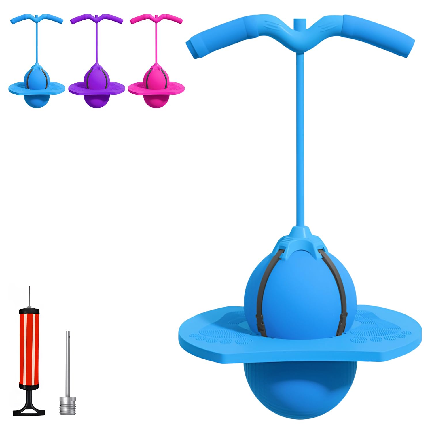 MUSICRAB Balance Jumping Ball, Pogo Jumper with Handle and Ball Pump, 2026 Balance Pogo Ball, Pogo Bouncing Ball for Adults, for Indoor Outdoor Fun (Blue)