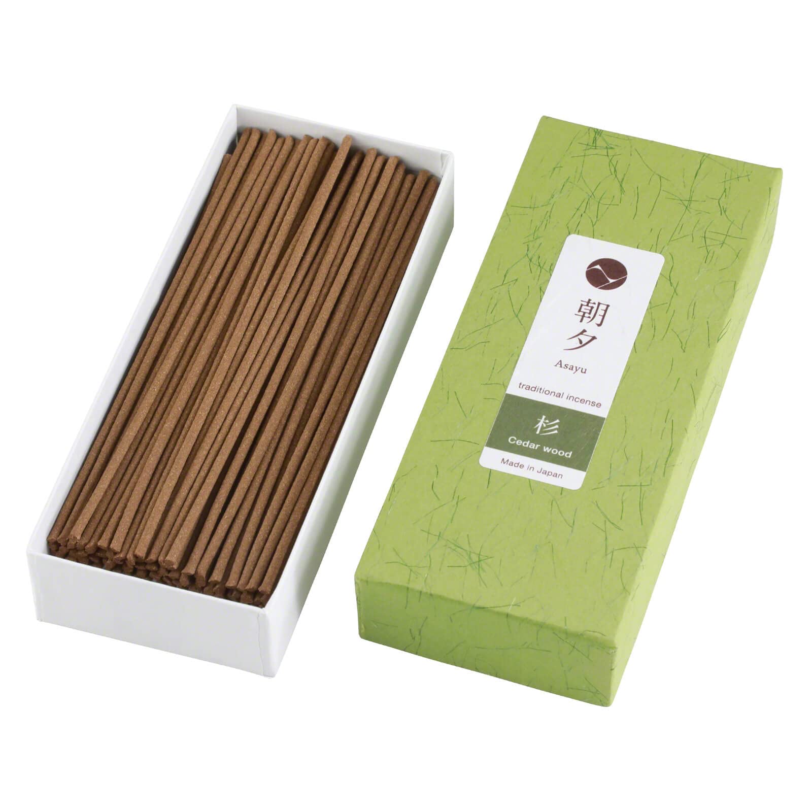 Asayu Japan Traditional Incense Sticks Japanese Cedar Wood Fragrance Scent - ca. 80 sticks, 40gr - Made in Japan - for Evening Meditation, Relax or Yoga