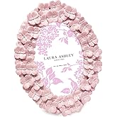 Laura Ashley 4x6 Blush Hydrangea Flower Textured Hand-Crafted Resin Oval Picture Frame with Easel & Hook, Tabletop & Wall Dis
