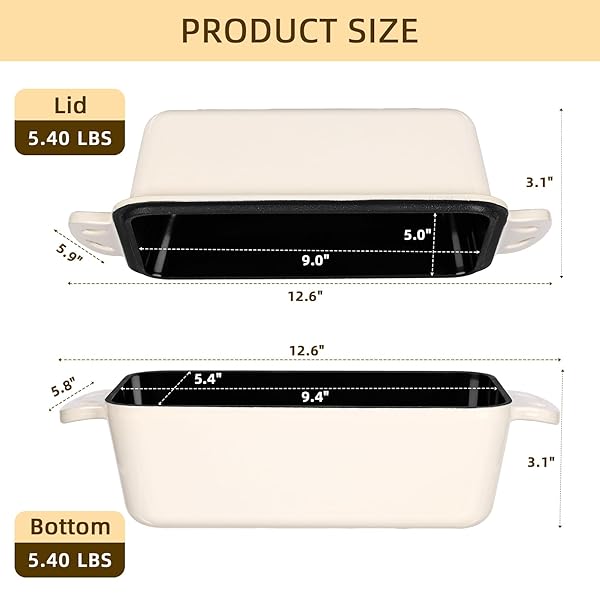 AILITOR 9X5 ENAMELED CAST IRON LOAF PAN WITH LID – 2 IN 1 BREAD PAN FOR BAKING HOMEMADE SOURDOUGH