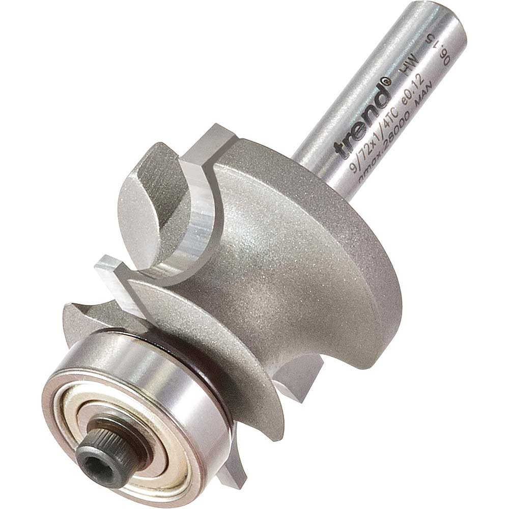 Trend Professional Bearing Guided Corner Bead Router Cutter, 1/4 Inch Shank, 28mm Cut Diameter, 16mm Bearing Diameter, 4.8mm Radius, 9/72X1/4TC