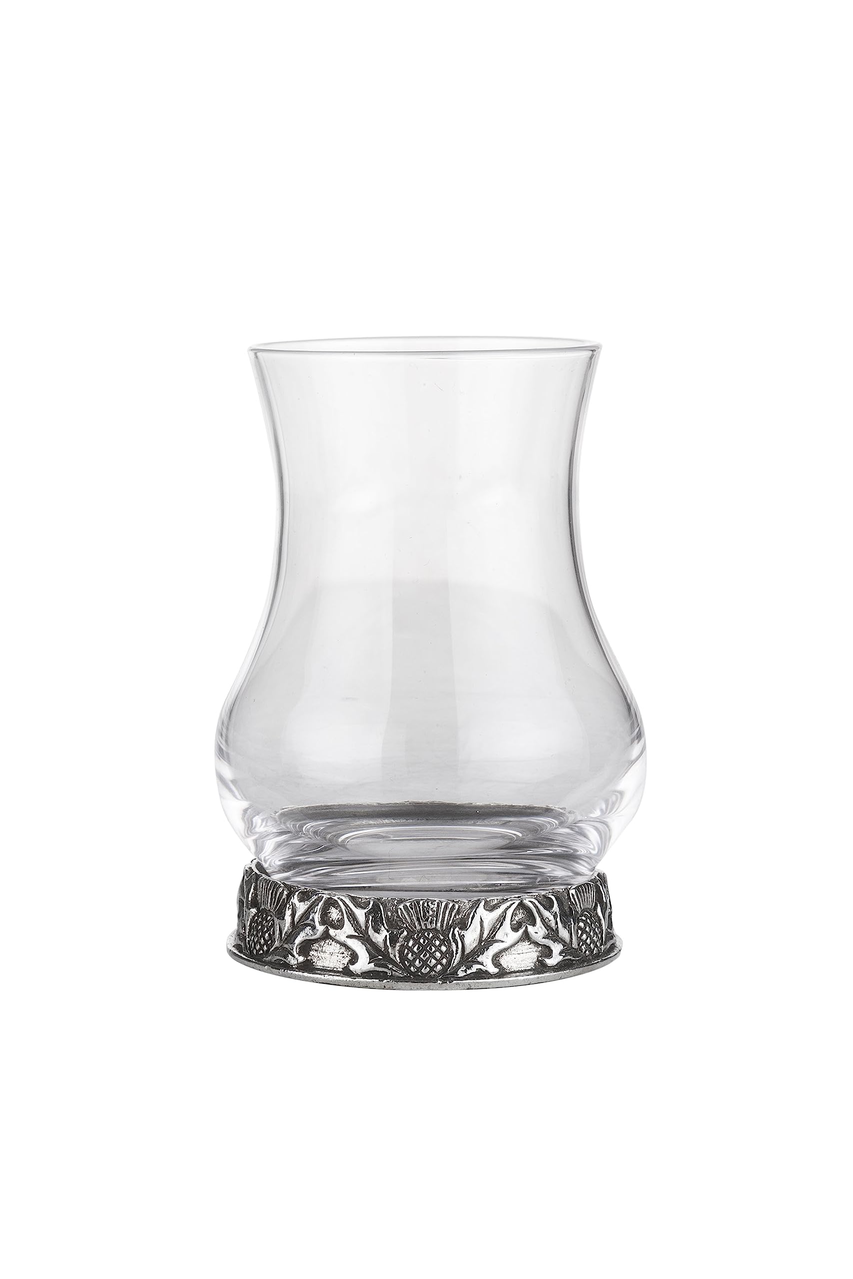 A E Williams Scottish Thistle Flower Whisky Tasting Glass Set with Pewter Base | Heavy Bottom Design | Large Dram Glasses for Perfect Party Gift