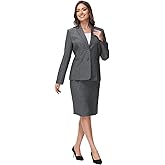 Lamgool Women's Business Skirt Suit Set 2 Piece Office Outfits Notched Lapel Blazer and Pencil Skirt