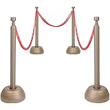 Beistle Red Rope Stanchion Set Awards Night Decorations, VIP Party, Red/Bronze (Plastic)