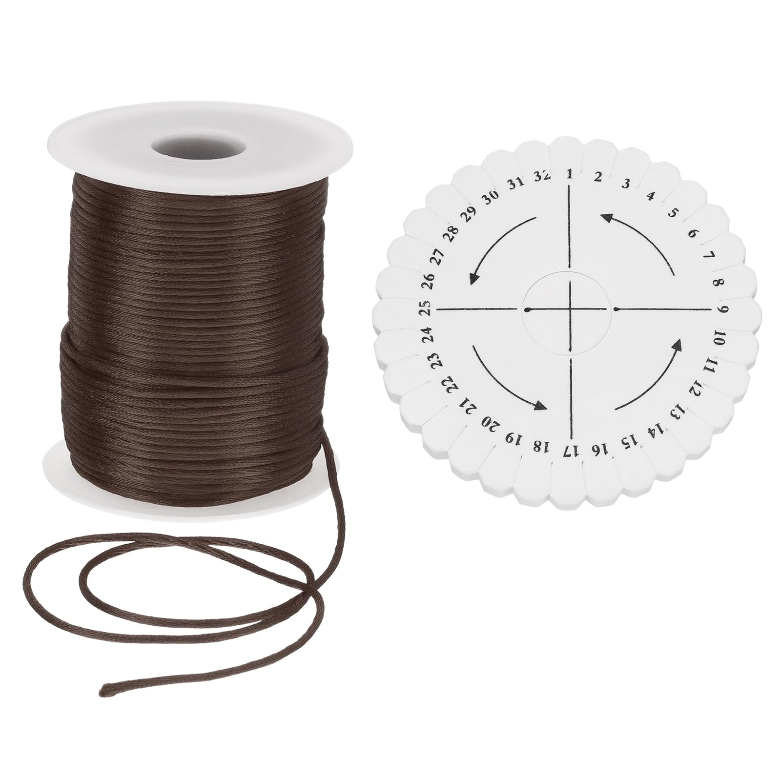 uxcell 109 Yards 2mm Satin String Cord, Polyester Cord Beading String with Disc Organizer for DIY Bracelet Necklace Chinese Knot Jewelry Making Macrame Trim, Brown