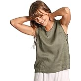 Amazhiyu Women's 100% LinenSummer Tank Tops Scoop Neck Sleeveless Raw Edge Blouse