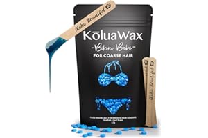 KoluaWax Hard Wax Beads for Hair Removal – Coarse Hair Formula – Face, Brazilian, Underarms, Back Chest, Bikini Waxing – Sea Salt & Surf, 1lb Refill for Wax Warmers & 10 Large Applicator Sticks